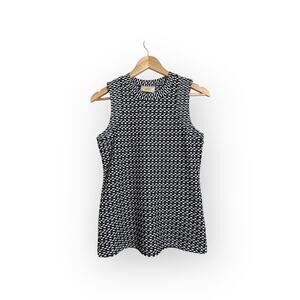 Maeve Anthropologie Women’s Sleeveless White Black Knit Geometric Blouse Small